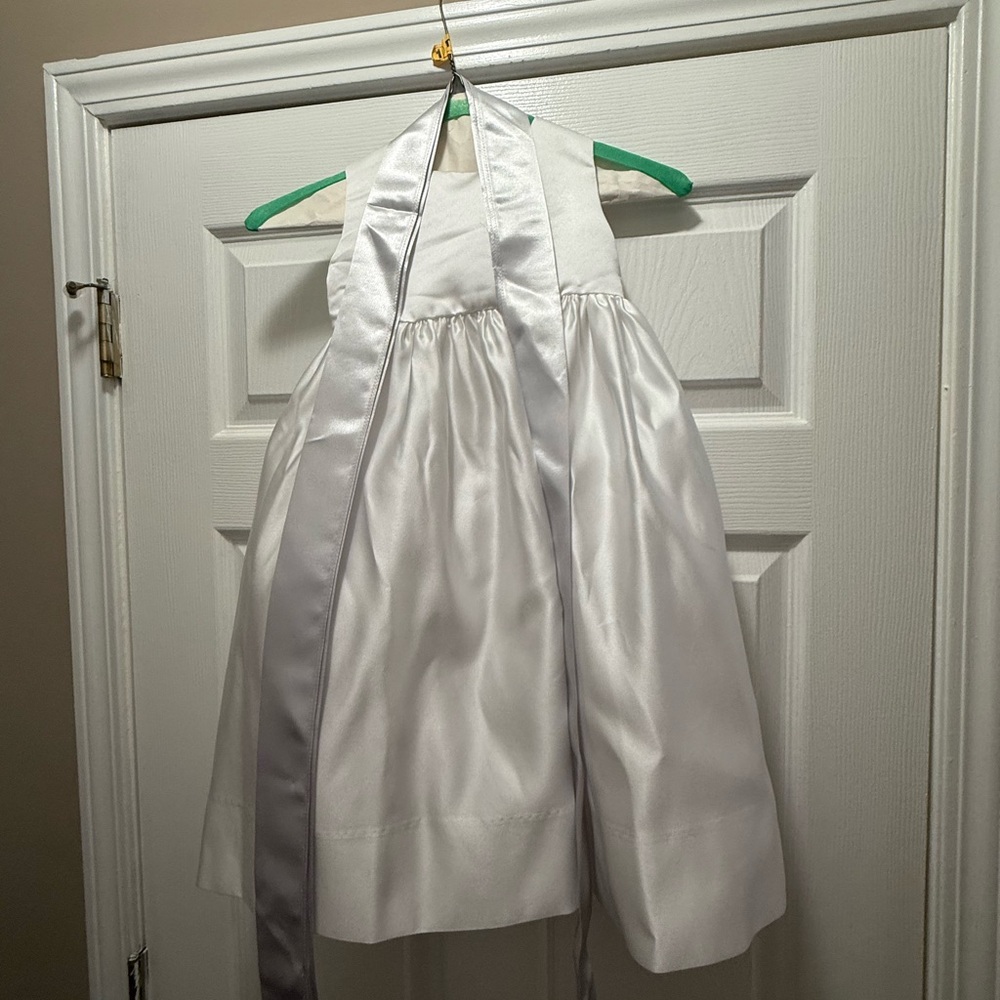 Us Angels White Satin Formal Dress
